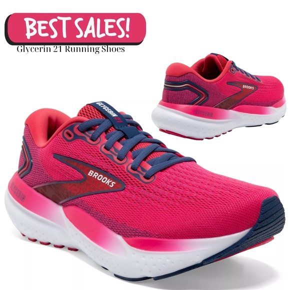 🆕Brooks Women's Glycerin 21 Running Shoes Raspberry For Women - Picture 1 of 6